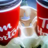 Tim Hortons storefront and interior at 2044 Lawrence Ave East, Scarborough, ON