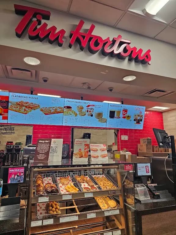 Tim Hortons storefront and interior at 2370 Lawrence Ave East, Scarborough, ON