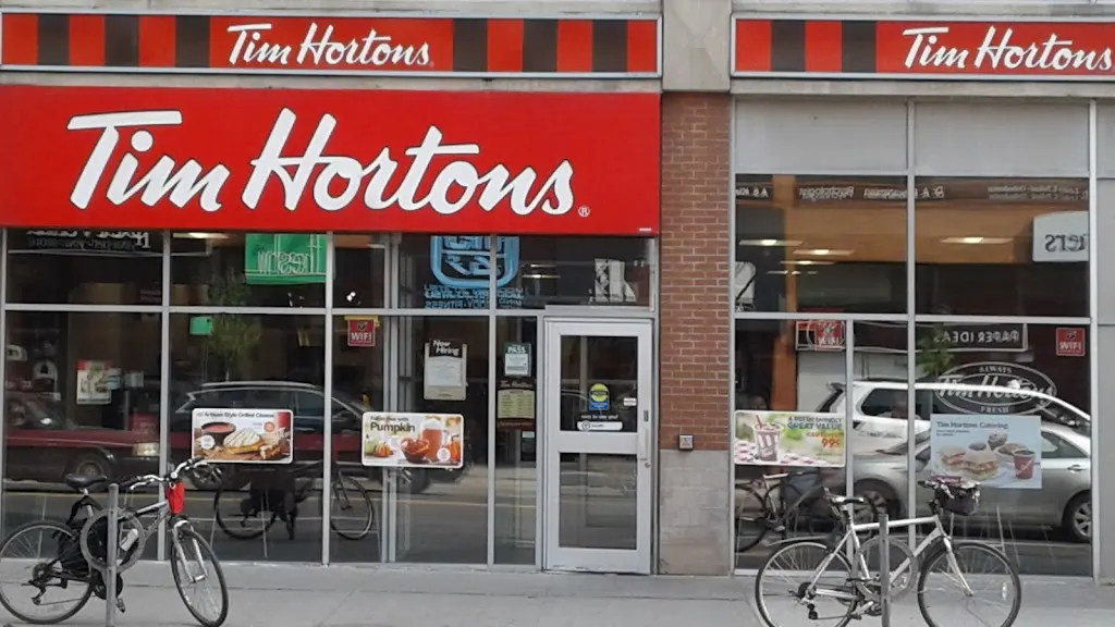 Tim Hortons storefront and interior at 2874 Eglinton Ave East, Scarborough, ON