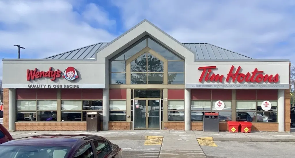 Tim Hortons storefront and interior at 2908 Ellesmere Road, Scarborough, ON