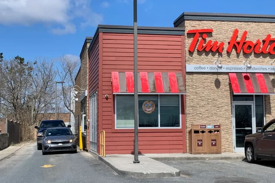 Tim Hortons storefront and interior at 3270 Eglinton Ave East, Scarborough, ON