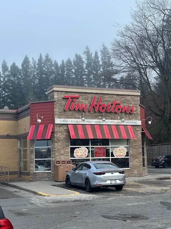 Tim Hortons storefront and interior at 3465 Kingston Rd, Scarborough, ON