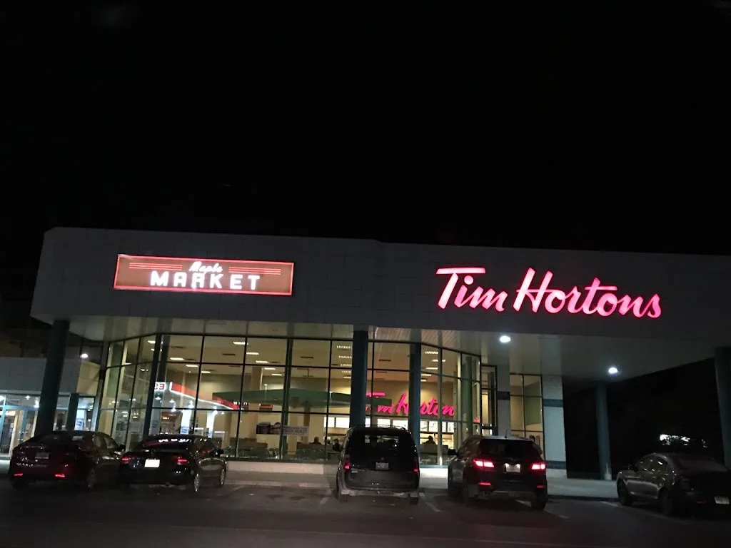 Tim Hortons storefront and interior at 6780 Kingston Rd, Scarborough, ON