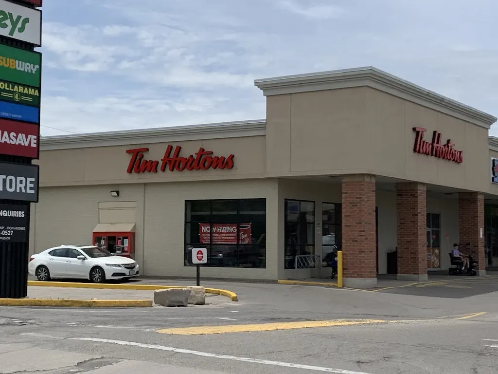 Tim Hortons storefront and interior at 480 Norfolk St, Simcoe, ON