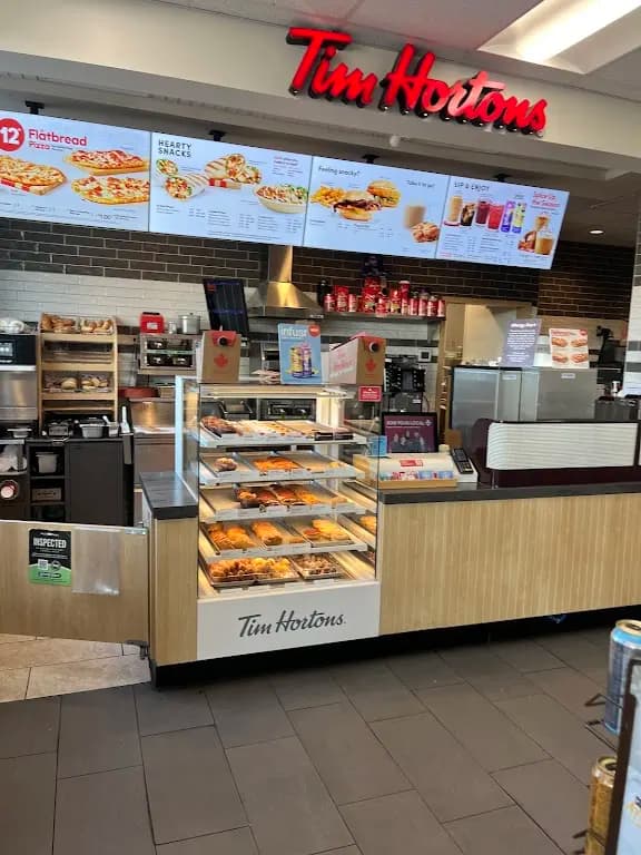 Tim Hortons storefront and interior at 260 Lake St, St. Catherines, ON