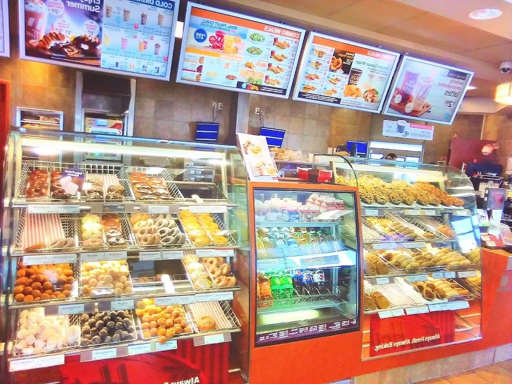 Tim Hortons storefront and interior at 145 South Edgeware Rd, St Thomas, ON