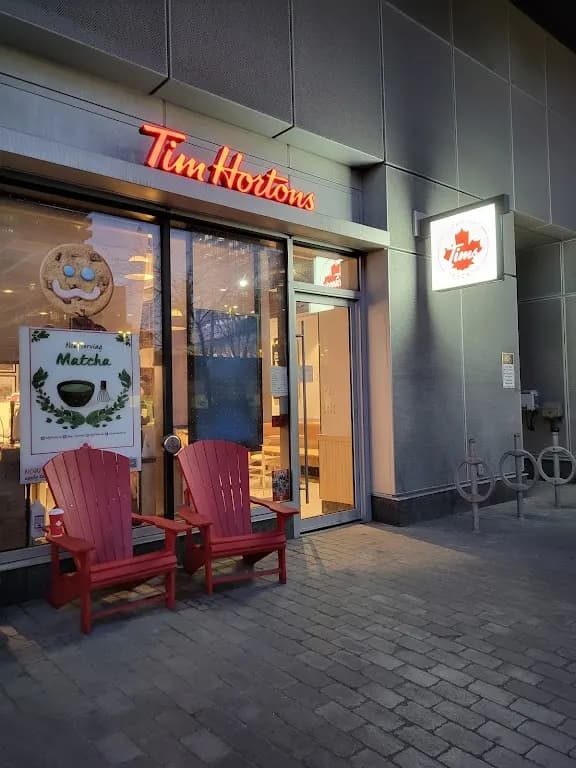 Tim Hortons storefront and interior at 17 - Lower Jarvis St, Toronto, ON