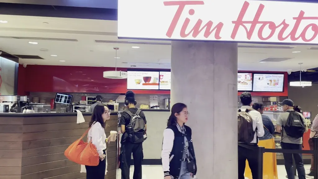 Tim Hortons storefront and interior at Union Station Food Court, Toronto, ON