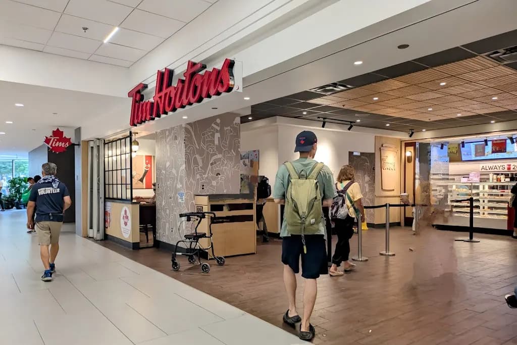 Tim Hortons storefront and interior at 444 Yonge Street College Park, Street Level, Toronto, ON