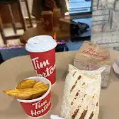 Tim Hortons storefront and interior at 563 Sherbourne Street, Toronto, ON