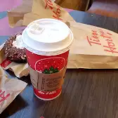 Tim Hortons storefront and interior at 589 King St East, Toronto, ON