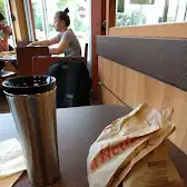 Tim Hortons storefront and interior at 751 Don Mills Rd, Toronto, ON