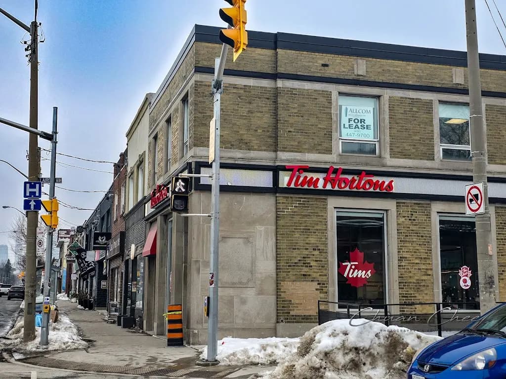 Tim Hortons storefront and interior at 878 - Eglinton Ave E, Toronto, ON