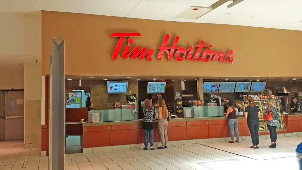 Tim Hortons storefront and interior at 1094 Bloor St West, Toronto, ON