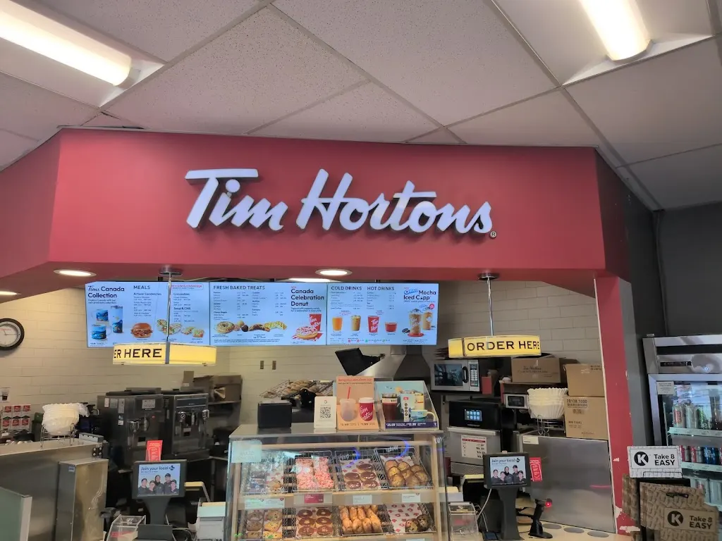 Tim Hortons storefront and interior at 1110 Bathurst St, Toronto, ON