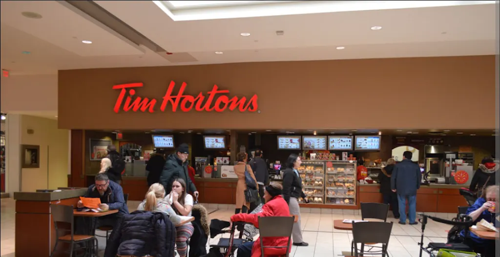 Tim Hortons storefront and interior at 1251 Bloor St W, Toronto, ON