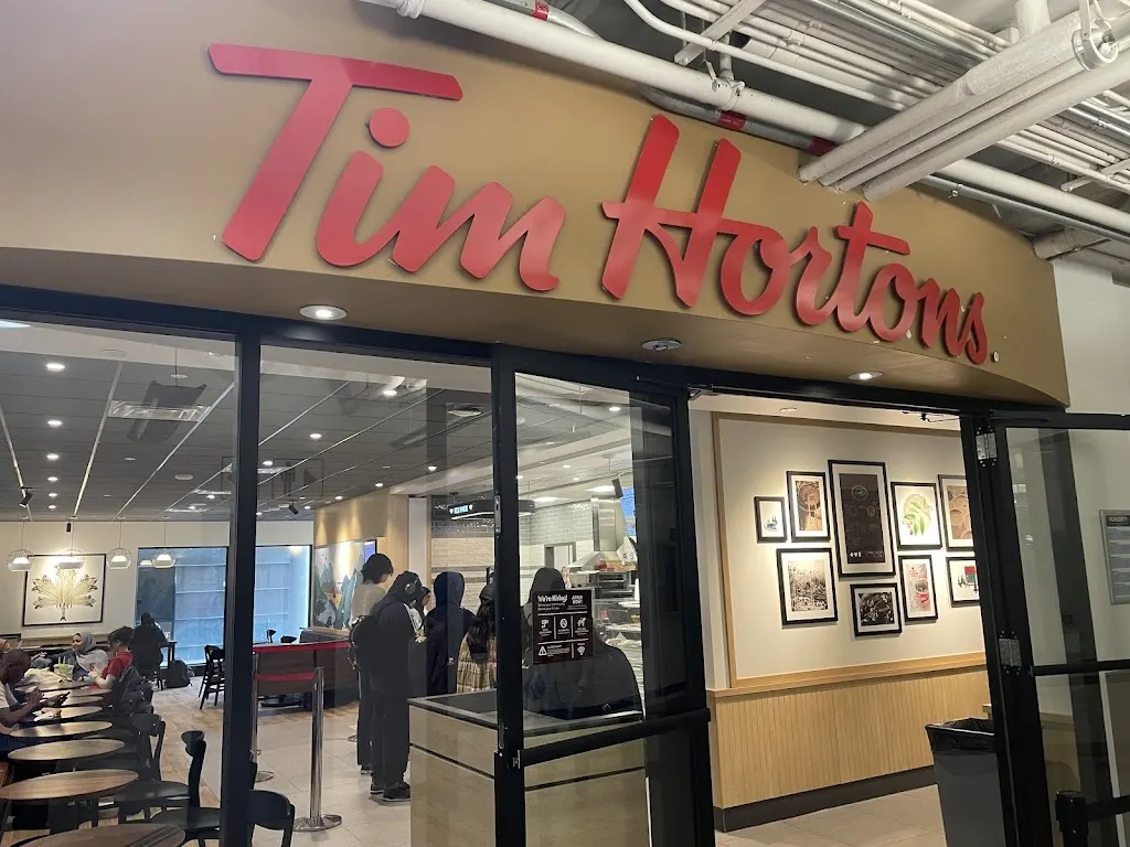 Tim Hortons storefront and interior at 1265 Military Trail, Toronto, ON