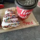 Tim Hortons storefront and interior at 1728 Bloor St West, Toronto, ON