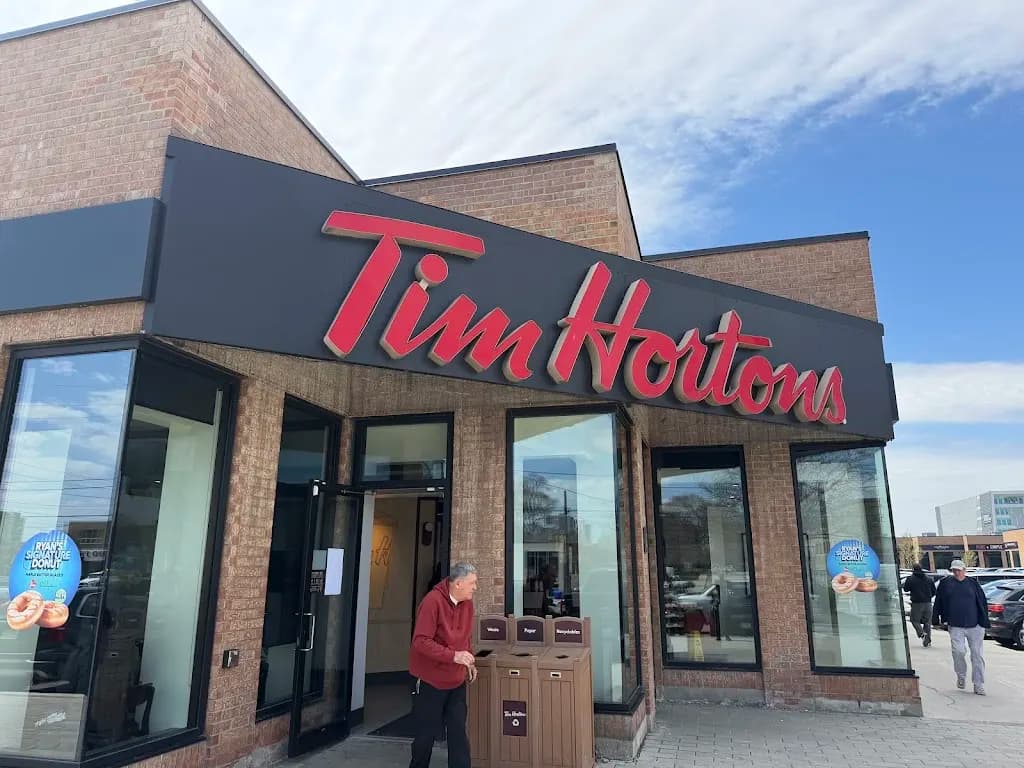 Tim Hortons storefront and interior at 2700 Dufferin St, Toronto, ON