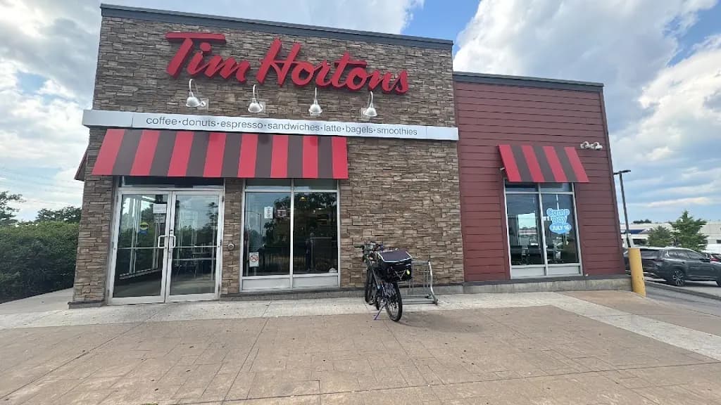 Tim Hortons storefront and interior at 2825 Markham Rd & Mcnicoll Ave, Toronto, ON