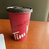 Tim Hortons storefront and interior at 145 Hamilton St N, Waterdown, ON
