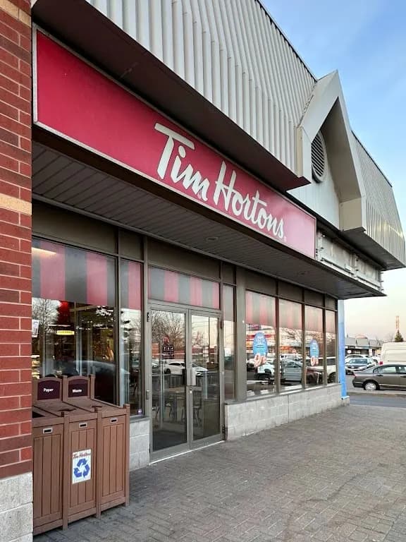 Tim Hortons storefront and interior at 3650 Langstaff Rd, Woodbridge, ON