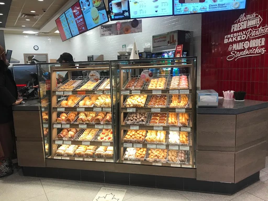 Tim Hortons storefront and interior at 1931 Weston Rd, York, ON