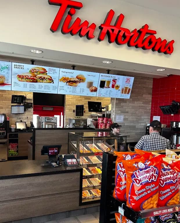 Tim Hortons storefront and interior at 7550 Cavendish Rd, Cavendish, PE