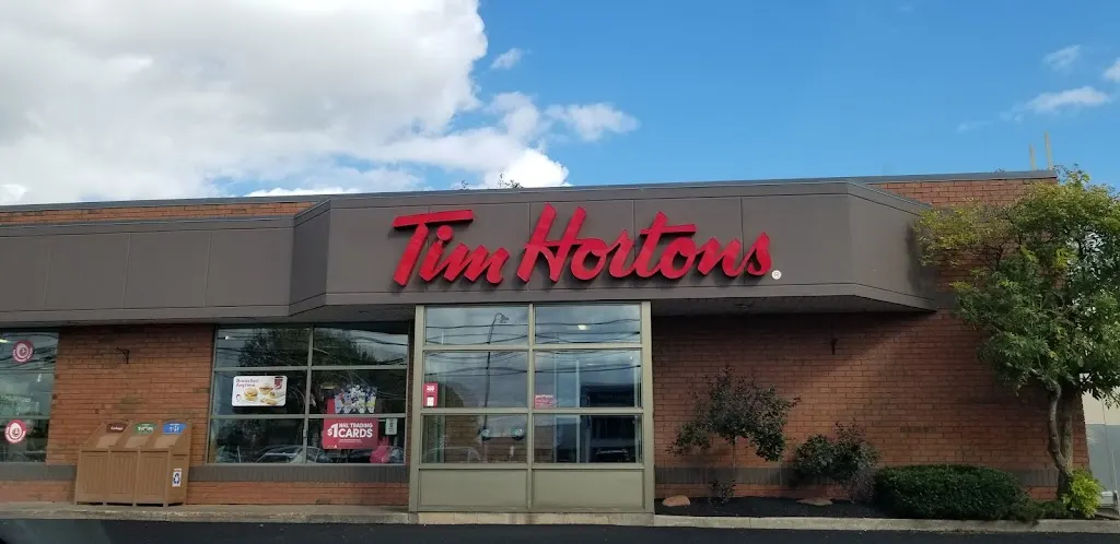 Tim Hortons storefront and interior at 20 Mount Edward Road, Charlottetown, PE