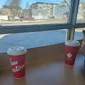 Tim Hortons storefront and interior at 20 Mount Edward Road, Charlottetown, PE