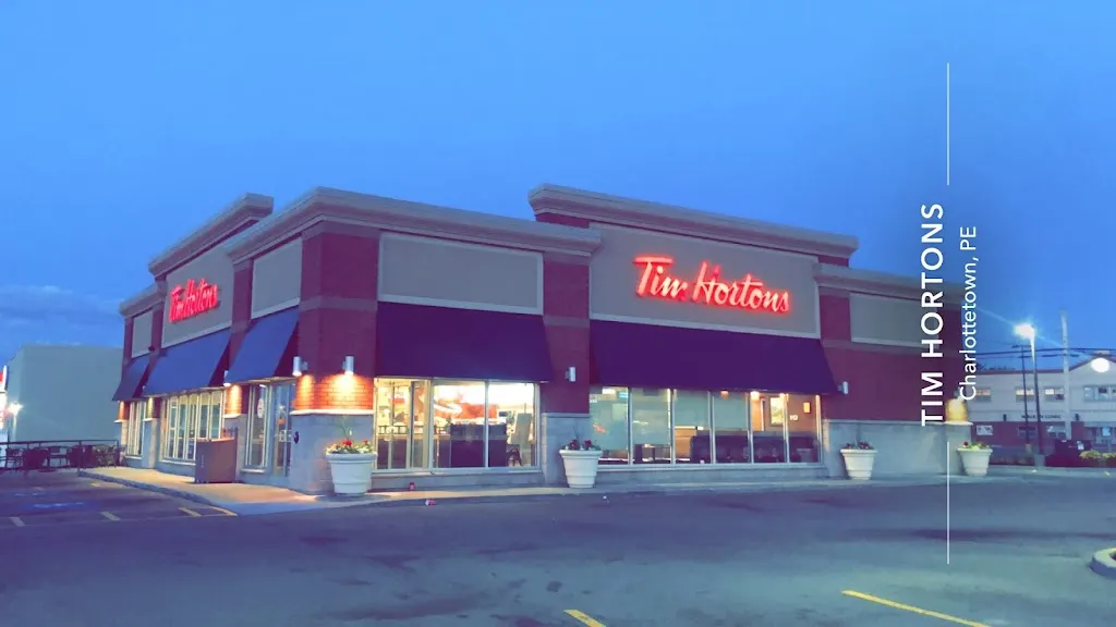 Tim Hortons storefront and interior at 147 St Peter Rd, Charlottetown, PE