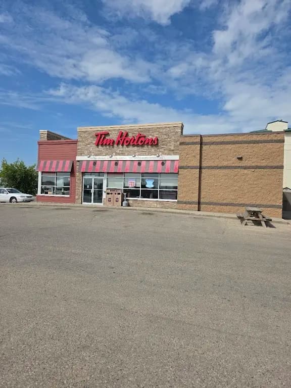 Tim Hortons storefront and interior at 133 4th St, Estevan, SK