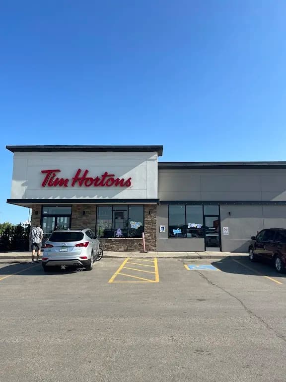 Tim Hortons storefront and interior at 500 Highway 6 South, Melfort, SK