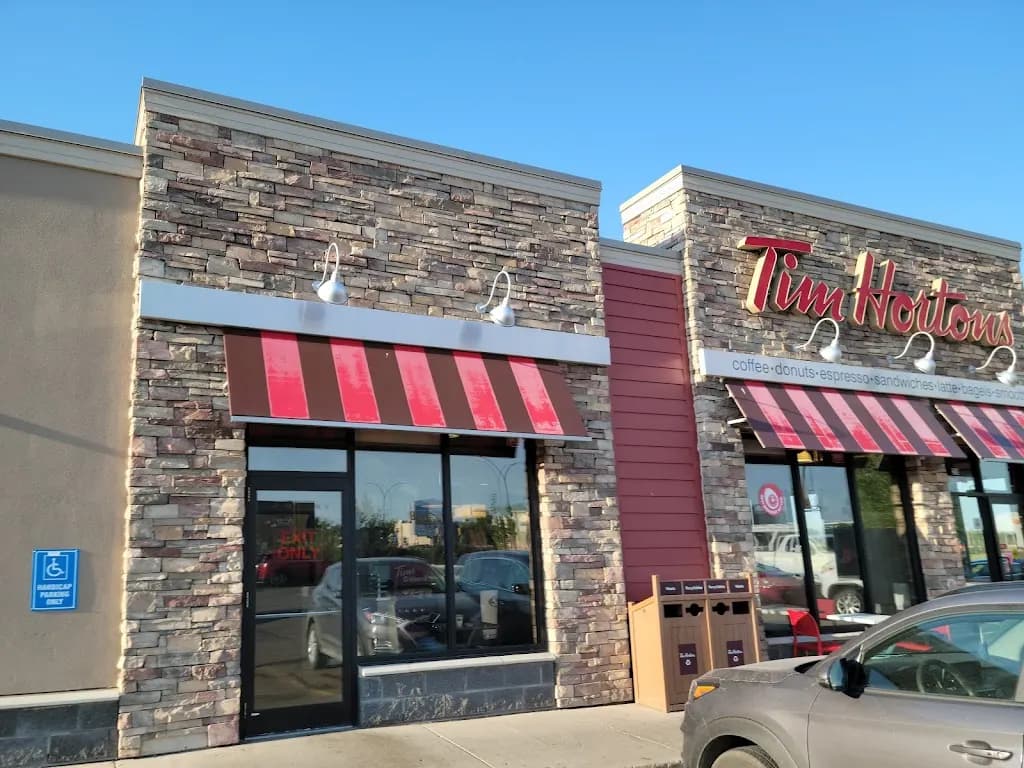 Tim Hortons storefront and interior at 230 Betts Ave, Saskatoon, SK