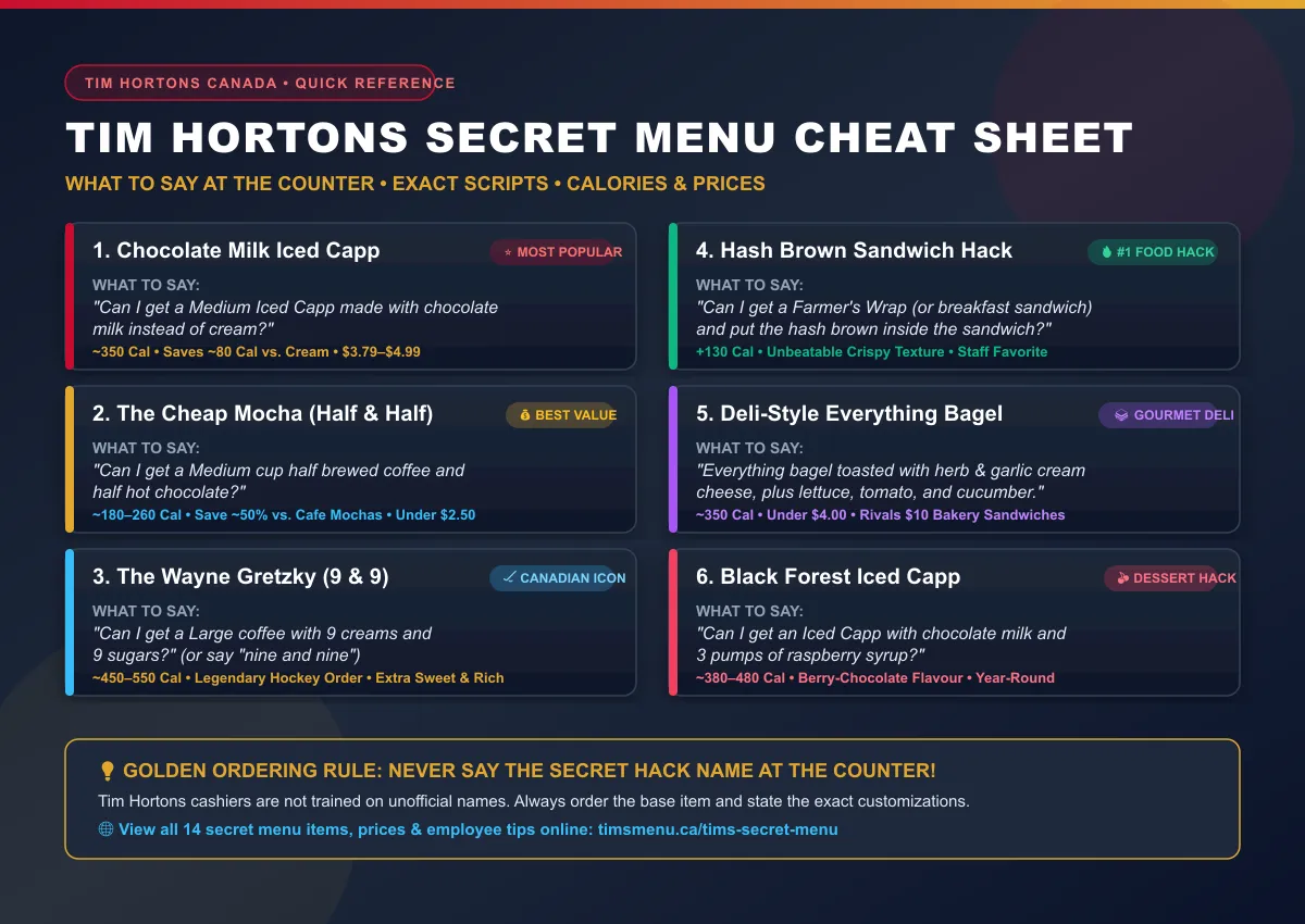 Tim Hortons secret menu cheat sheet and ordering guide